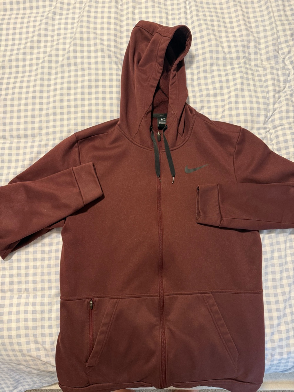 Nike Men's Burgundy Full-Zip Hooded Performance Jacket